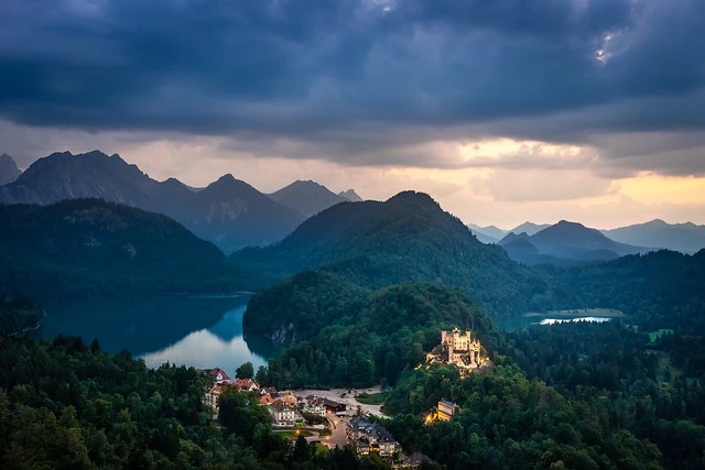 Blue hour at castle Hohenschwangau