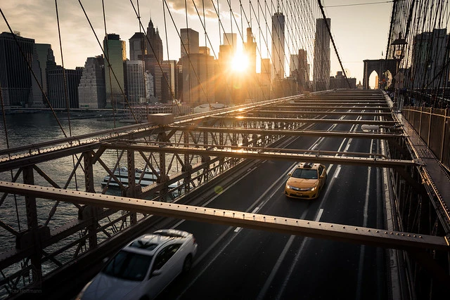 Yellow Taxi on the Brooklyn Bridge