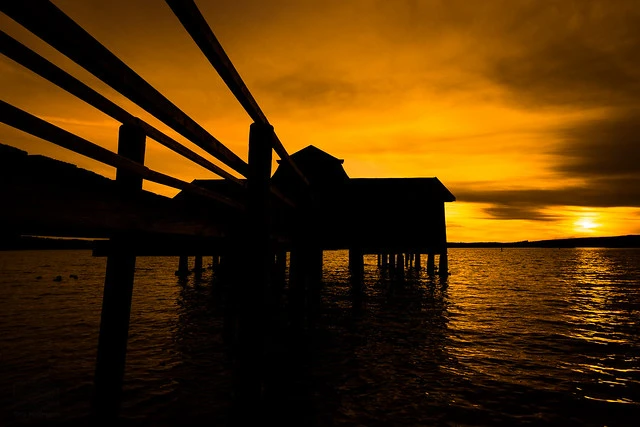 Orange sunset at the Boatshouse