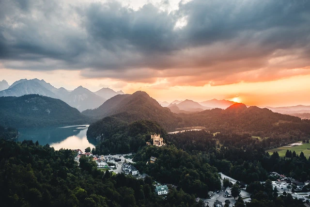 Sunset at castle Hohenschwangau