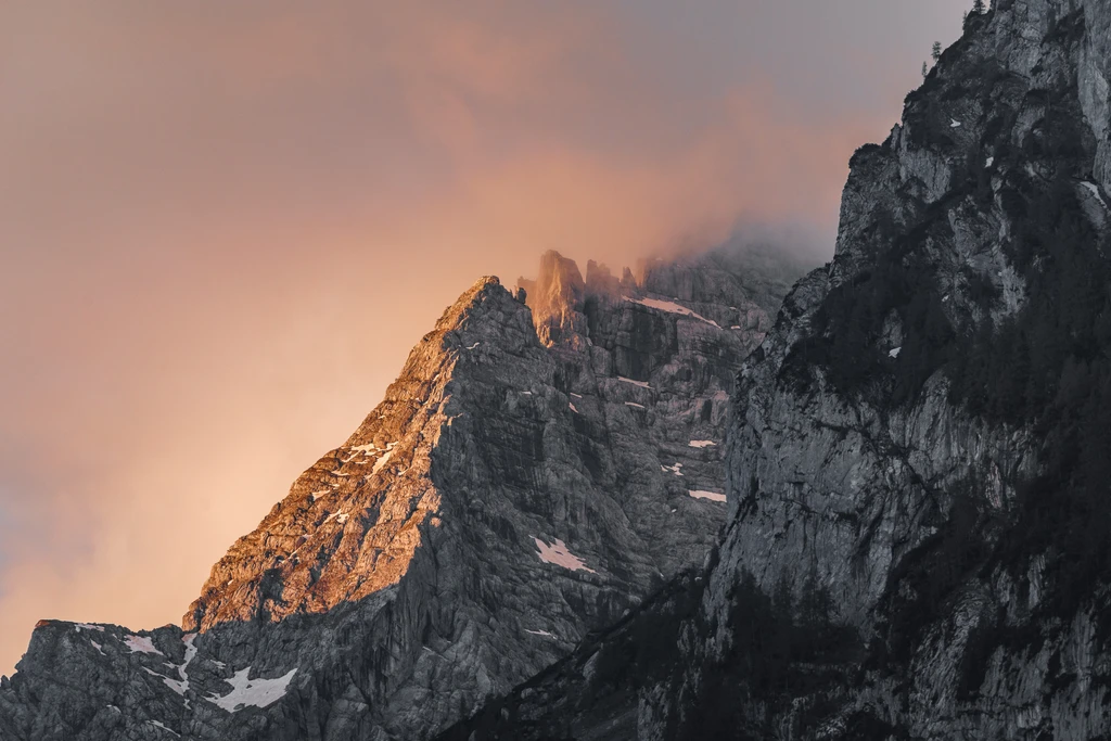 Mountain Hochkalter on Fire