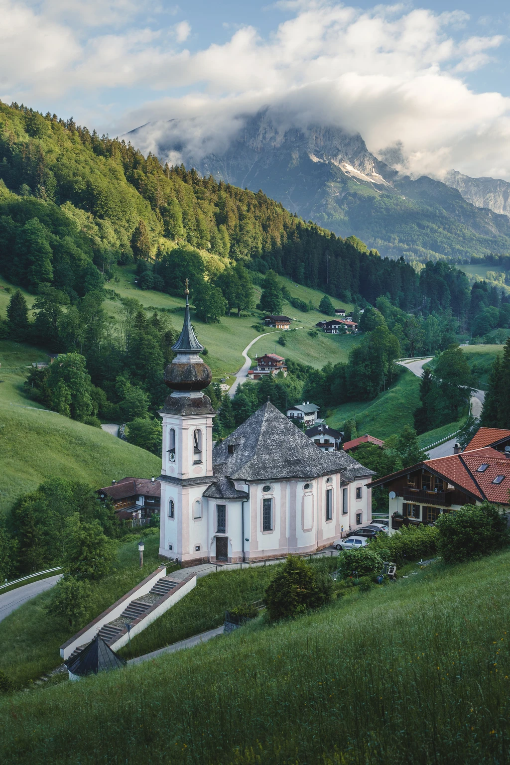 Moody morning at church Maria Gern