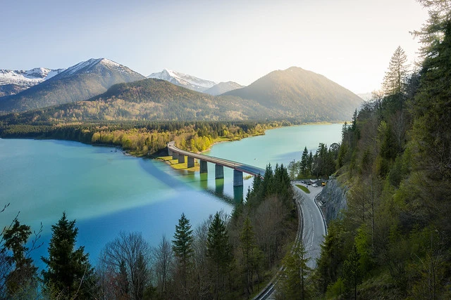 Sunset at Lake Sylvensteinspeicher