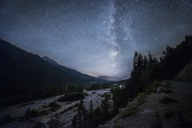 Milky Way above the river Isar