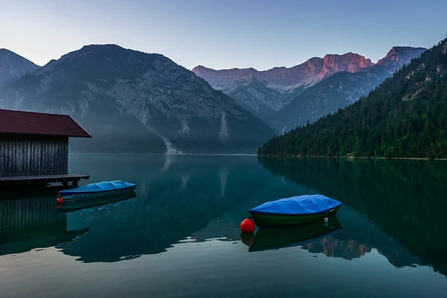 The first morning light at lake Plansee, Tirol, Plansee