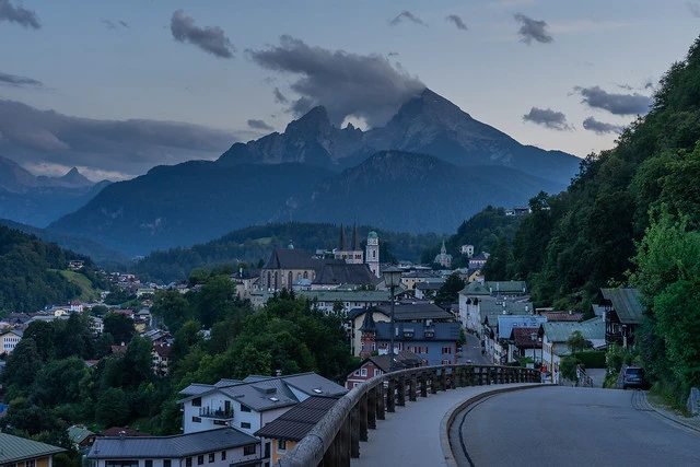 Blue hour over the streets of Berchtesgaden