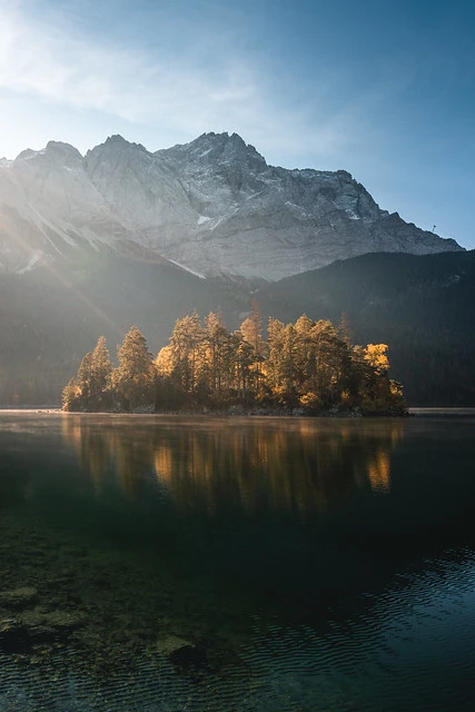 Morning light at Eibsee during Autumn with Zugspitze