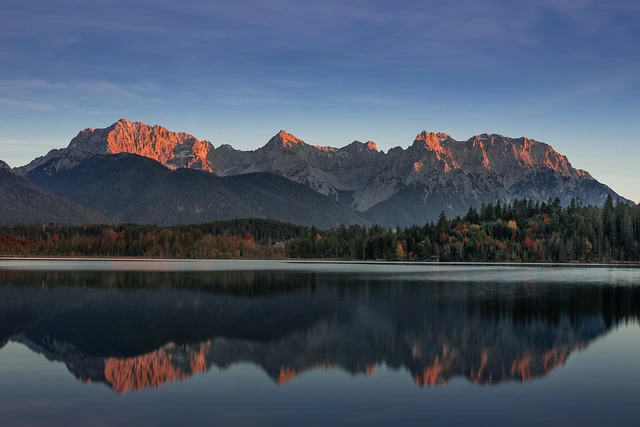 Reflections of the Karwendelgebirge at Barmsee