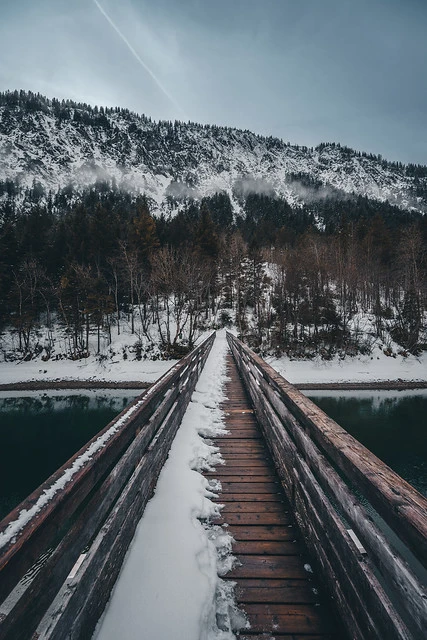 Wooden Bridge in the Tyrolean Alps