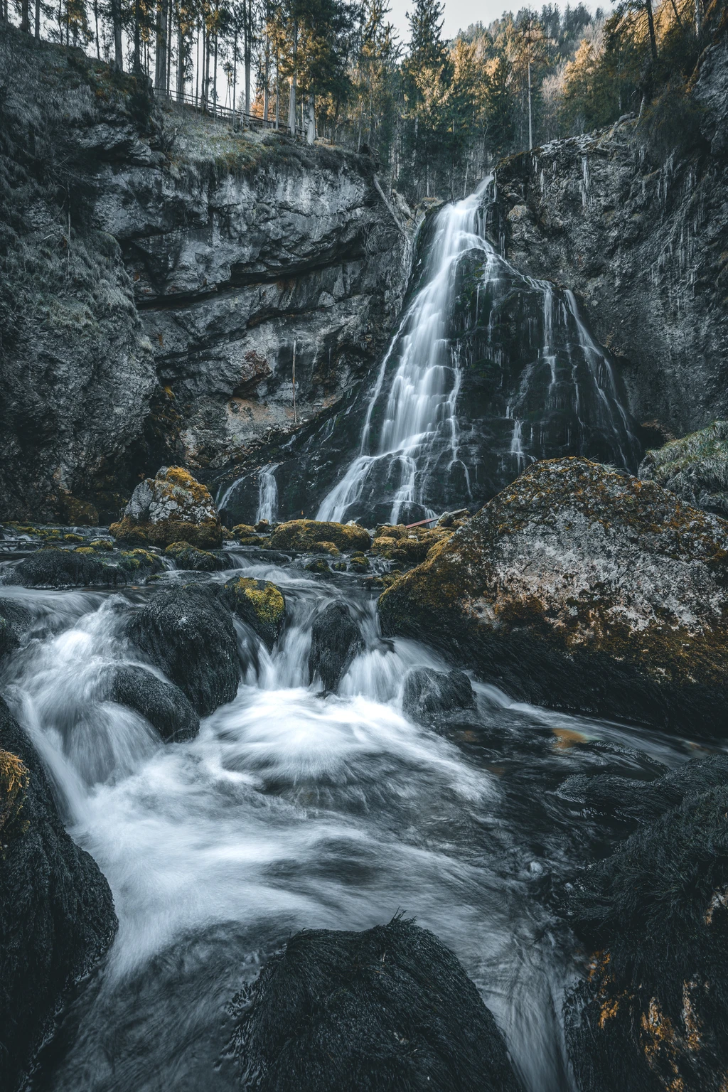 Three little streams in front of Gollinger Wasserfall