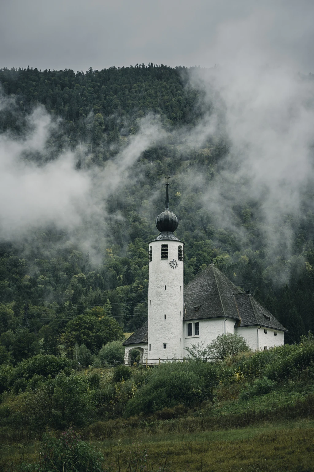 Mountain Church surrounded by mist