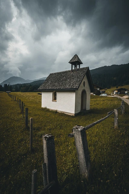 Small chapel on a moody day in Gerold, Garmisch Patenkirchen, Bavaria, Germany
