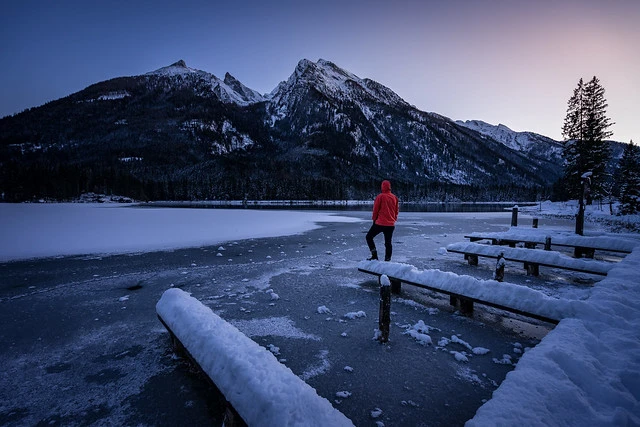 Cold Blue Hour at lake Hintersee